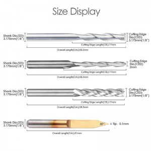 Set de combinație pentru moara de capăt Set set de freze pentru tăietori cu router CNC (4 tip, fiecare 10 buc), inclusiv moara cu nasul plat / nas cu bilă, găuri de gravare în formă de 30 ° V și 4 flauturi