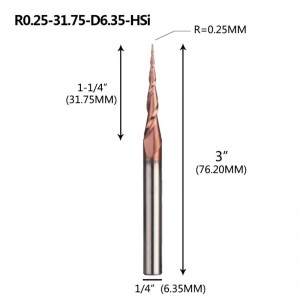 Moara de capăt conice cu bile 1/4 \