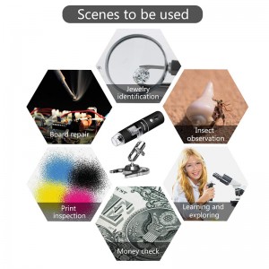 Microscop digital wireless 50X până la 1000X, 8 endoscopuri de mărire cu LED-uri cu casetă de transport și suport metalic, compatibil pentru Android Windows 7 8 10 Linux Mac