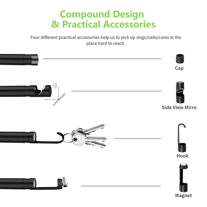 Endoscop wireless 2.0 Megapixeli HD WiFi Borescope Interfață USB Inspecție impermeabilă Camera pentru șarpe pentru Android, iOS și Windows, iPhone, Samsung, Tablet, Mac