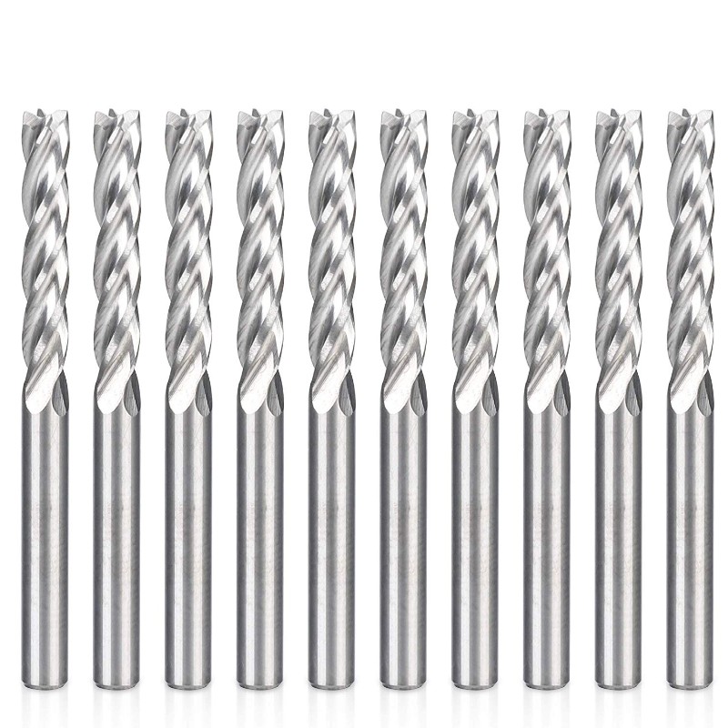 CNC Mill Mill 1/8 Bits Router 1 8 Cerneluri cu 4 flute în spirală Upcut Freză Cutter Freză Set de instrument de tăiere din lemn de oțel tungsten 17mm CEL, 38.5mm OAL pentru acrilic MDF PVC Placă de densitate Placaj din lemn tare