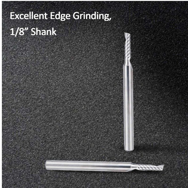 Bucăți de router CNC, șurub de șurub cu șurub de șurub de 1/8 ”, 1 set de freze de fluturi Cutter de frezare 2mm Tăiere cu un singur flaut Instrument de gravare din oțel cu wolfram 8mm CEL, 38.5mm OAL pentru MDF Acrilic PVC
