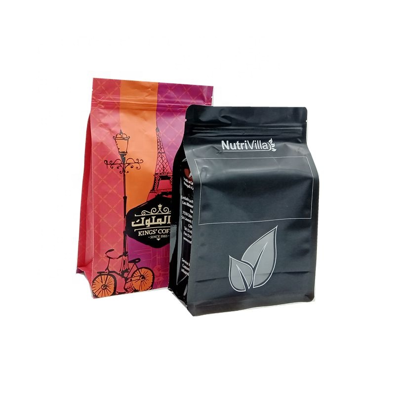 Amprentă colorată Husă de ambalare cu cafea cu folie de aluminiu cu fund plat