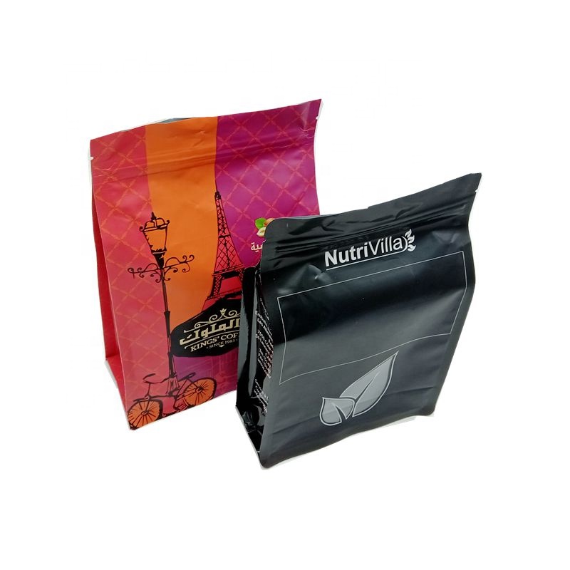Amprentă colorată Husă de ambalare cu cafea cu folie de aluminiu cu fund plat