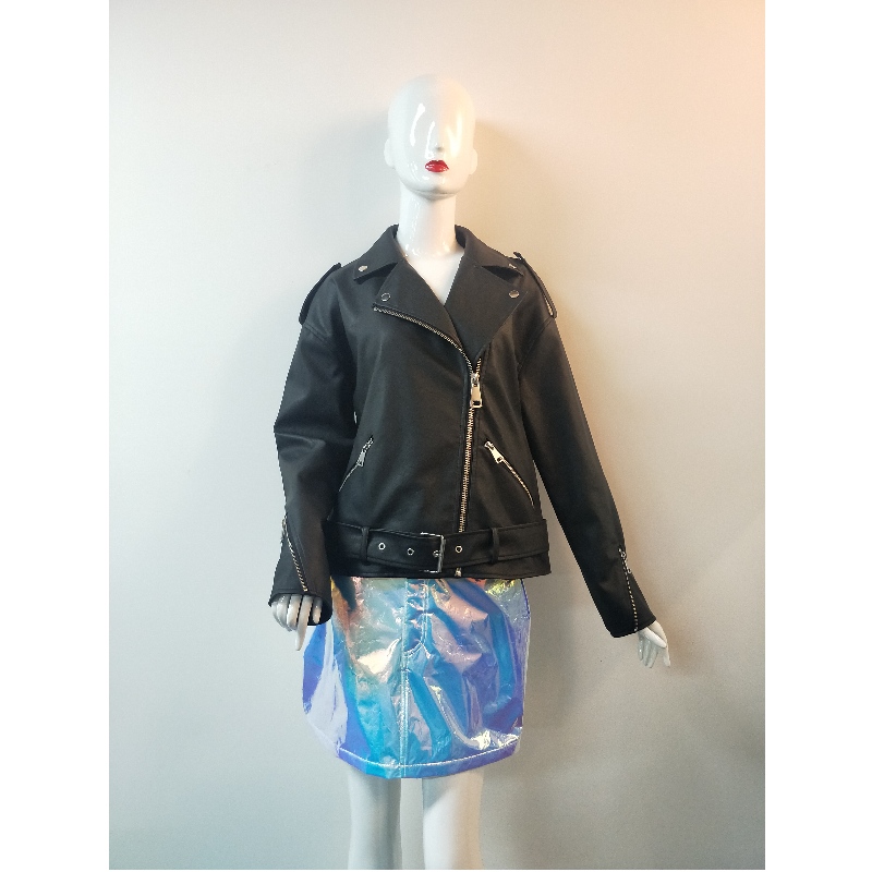 JACKET PU PU NEGRU BIKER RLWPJ0020N