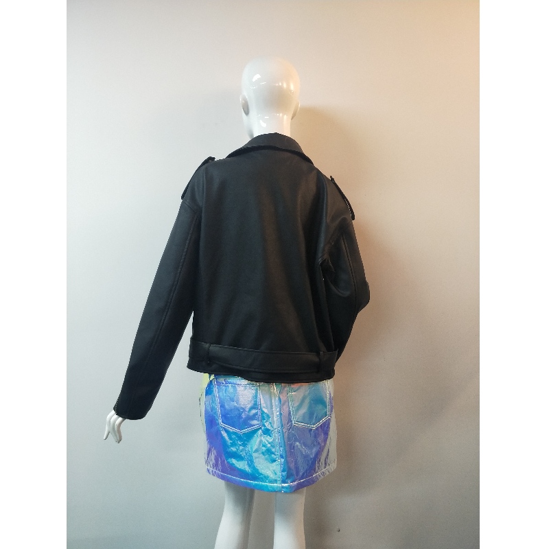 JACKET PU PU NEGRU BIKER RLWPJ0020N