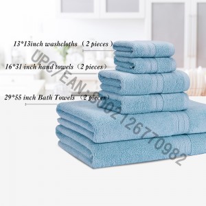 Set de prosoape pentru baie, prosoape din bumbac, set de 6,2 pânză de spălat, 2 prosoape de mână, 2 prosoape de baie, prosoape șervete de baie pentru șervete Durabile absorbante confortabile prosoape extra groase (albastru deschis...