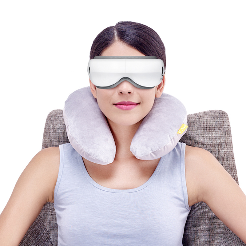 Masaj reîncărcabil portabil electric de 180 ° fără fir, masaj de îngrijire a ochilor, cu presiune de aer, compresie la cald, vibrații, muzică pentru oboseala ochilor, ochi uscați și cercuri închise