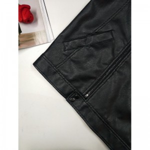 Jacheta neagră de bicicletă PU pentru bărbați RLMPJ0001