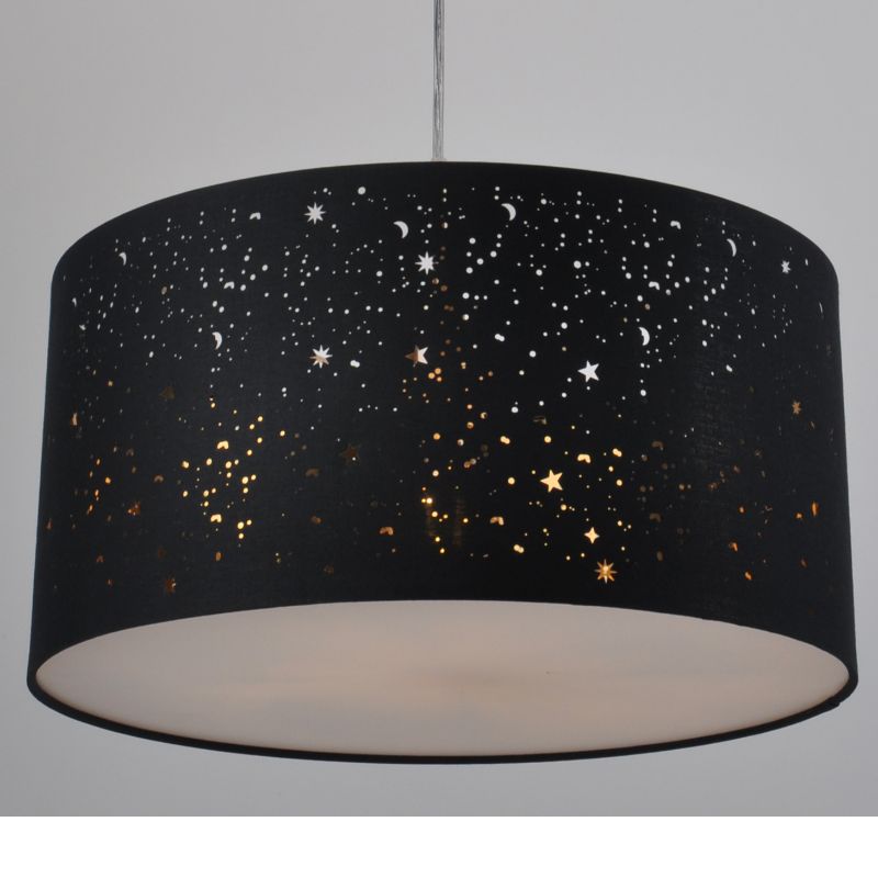 lampă modernă cu pandantiv cu nuanță din material negru tăiat cu laser