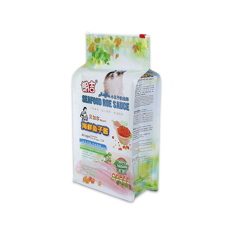 Tipărire personalizată partea inferioară plană închisă cu fermoar închisă fermoar pentru animale de companie sac de ambalare / sac de mâncare pentru pisici 1kg 5kg 10kg