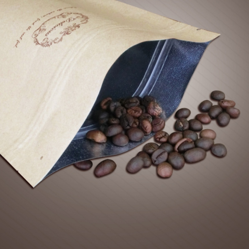 Pungi de hârtie kraft de bună calitate utilizate în mod obișnuit pungă de ambalare cu 3 garnituri pentru o gustare de cafea nuci de orez