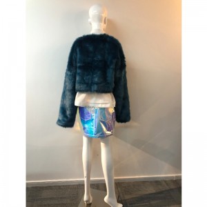 LADIES 'NAVY SHORT FUR COAT RLWF0005