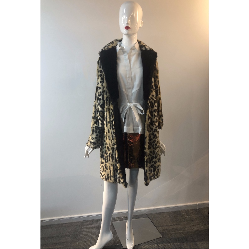 LADIES 'LEOPARD PRINT FUR COAT RLWF0028