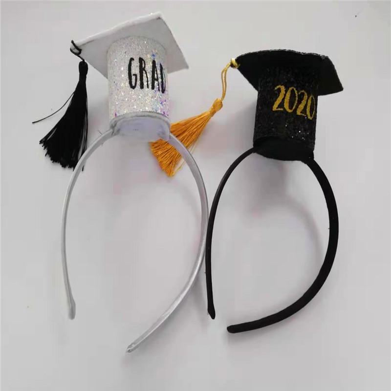 Pălărie albă Grad cu pălărie de absolvire a sclipiciului de culoare Glitter