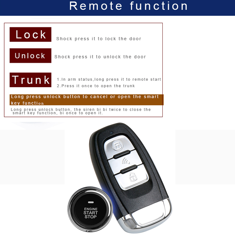 PKE intrare fără cheie Blocare automată RFID și deblocare în demarorul de alarmă auto