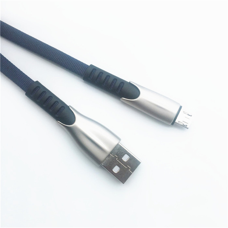 KPS-1001CB Micro Custom portabil 1m 2A aliaj de zinc Cablu de țesut micro USB