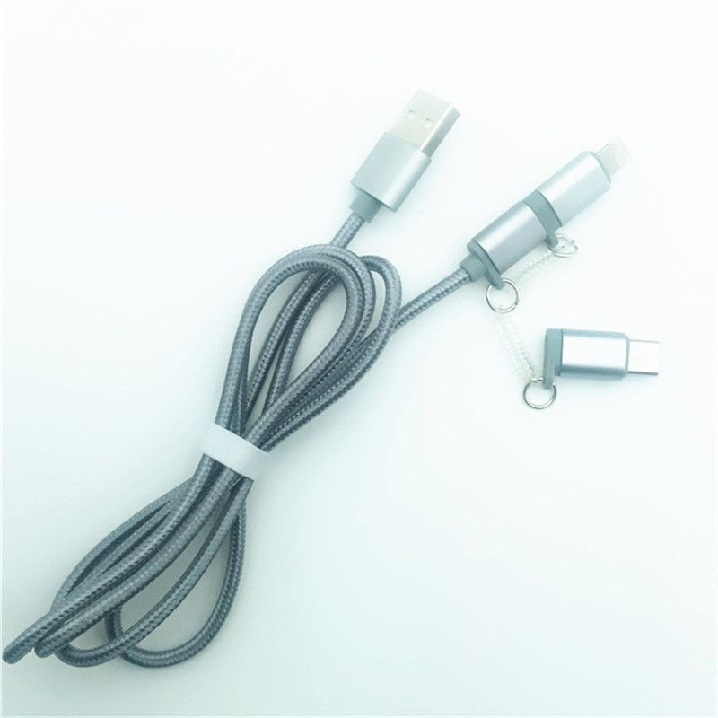 KPS-1002CB 3in1 Cablu USB de încărcare împletit din nylon 1M 2a de înaltă calitate 1M 2a OD3.5MM