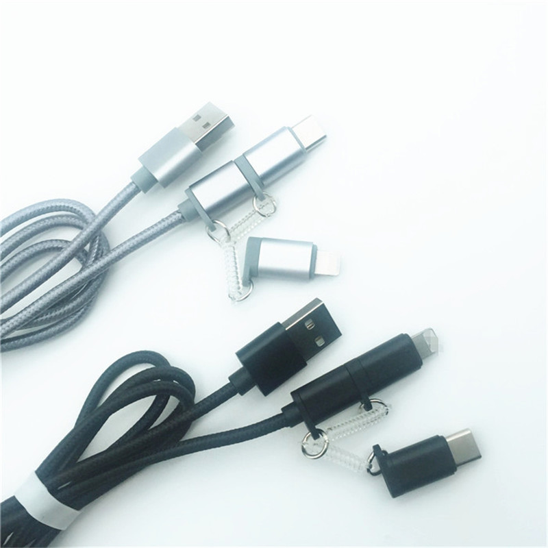 KPS-1002CB 3in1 Cablu USB de încărcare împletit din nylon 1M 2a de înaltă calitate 1M 2a OD3.5MM