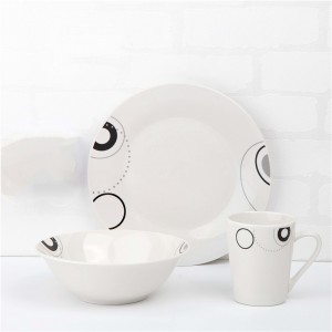 Set de cină din porțelan de masă ceramică-12 piese cu decal tăiat