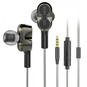 Dual Driver de înaltă calitate Stereo Bass Bass în ureche HiFi cu fir Earbud