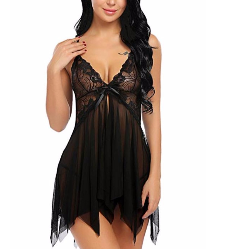Femei Lenjerie sexy Dantelă Babydoll V Gât îmbrăcăminte de dormit curea Chemise în mai multe culori rose-team