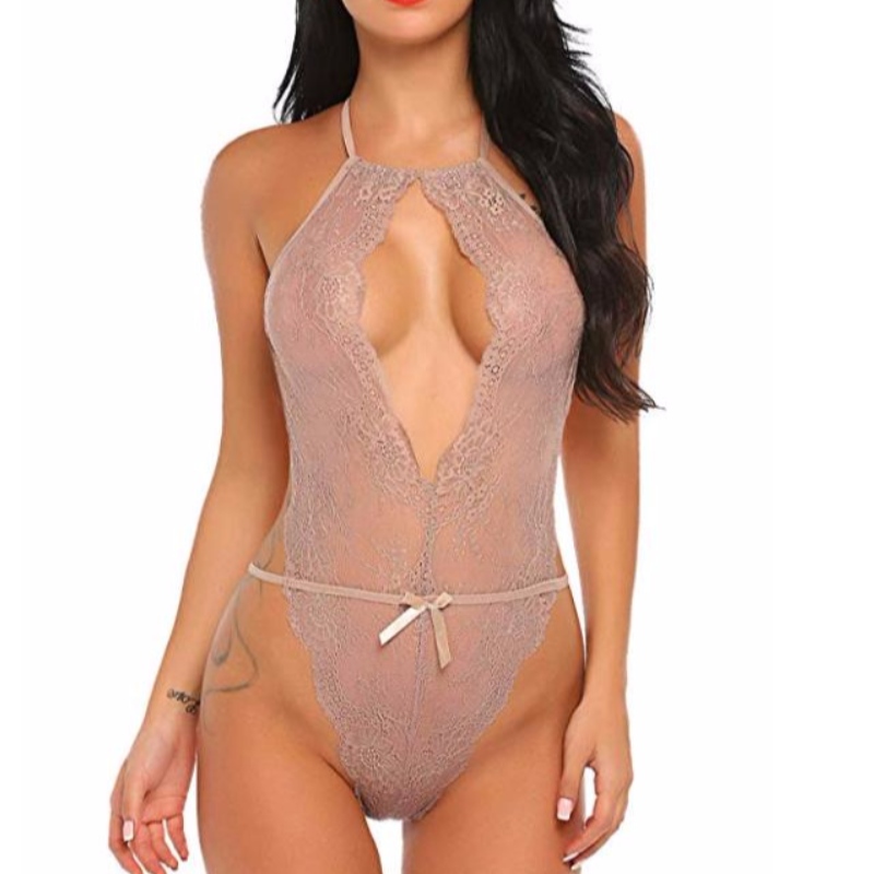 Lenjerie sexy pentru femei Teddy One Piece Dantelă Babydoll Tricou Mai multe culori disponibile Rose-team