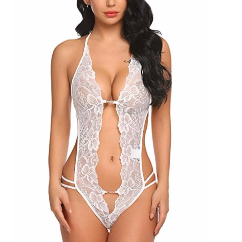 Tricou sexy pentru femei cu adâncime Vd Teddies din dantelă Babydoll Mini costum în echipă alb-roșu verde