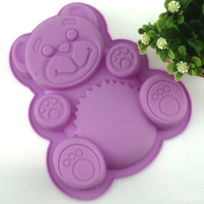 Forma de tort cu urs mic din silicon Trandafir supradimensionat unică gaură mare floare placă de copt instrument de coacere DIY
