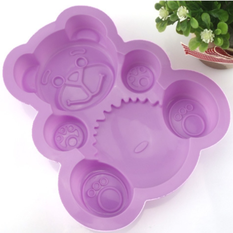 Forma de tort cu urs mic din silicon Trandafir supradimensionat unică gaură mare floare placă de copt instrument de coacere DIY