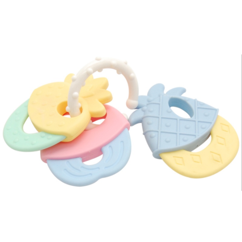 Gumă de silicon bebeluș de măcinat gumă de fructe nou-născut jucărie jucărie Macaron sunet accesorii clopot