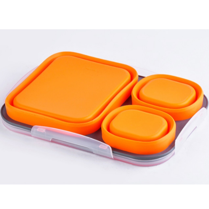 Cutie de prânz din silicon cutie de prânz cu două straturi cutie din silicon proaspătă cutie pentru copii copac pliat personalizat