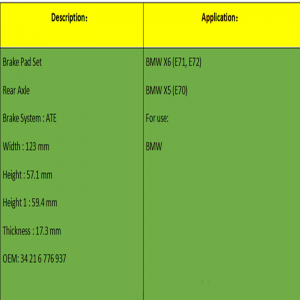 Seturi de frână (OE: 34 21 6 776 937)