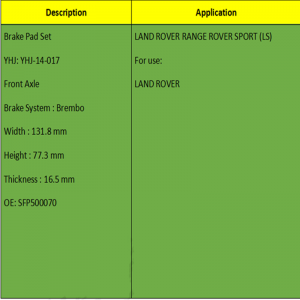 Set de frână (OE: SFP500070)