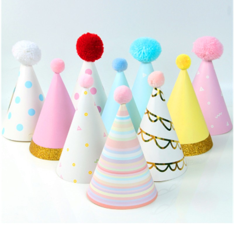 An Nou fericit Foil Fringed Cone Hats Paper cu Glitter