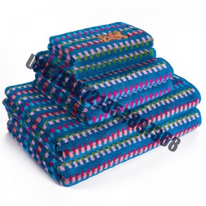 JMD TEXTILE Quick-100% bumbac, broderie cu ursuleț mic, Set de prosoape de baie cu vopsea multicolor, set de 6 prosoape (albastru)