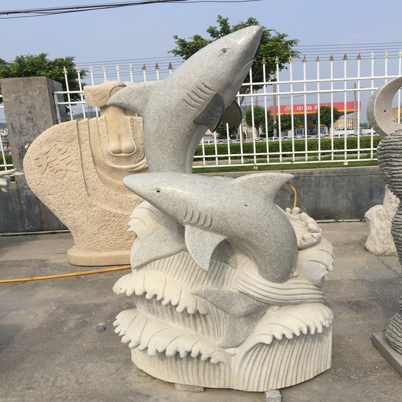 Sculptură și sculpturi din piatră rechinilor dinozainilor la scară largă Lucrări de mână naturale pure