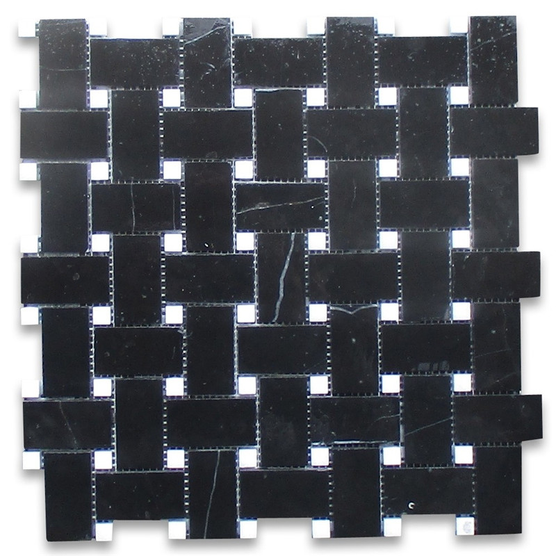 Nero marquina 1x3 placă de mozaic de herringbone lustruit