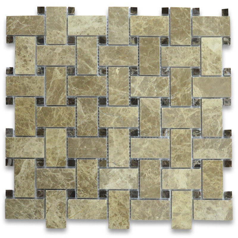 Emperador Light 2x4 Grand Brick Subway Mosaic Lusted Polished