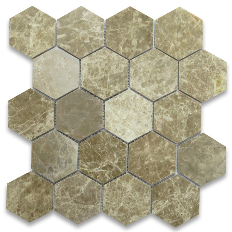 Emperador Light 1x2 Cosweave Mozaic Tile w Emperador Puncte întunecate lustruite