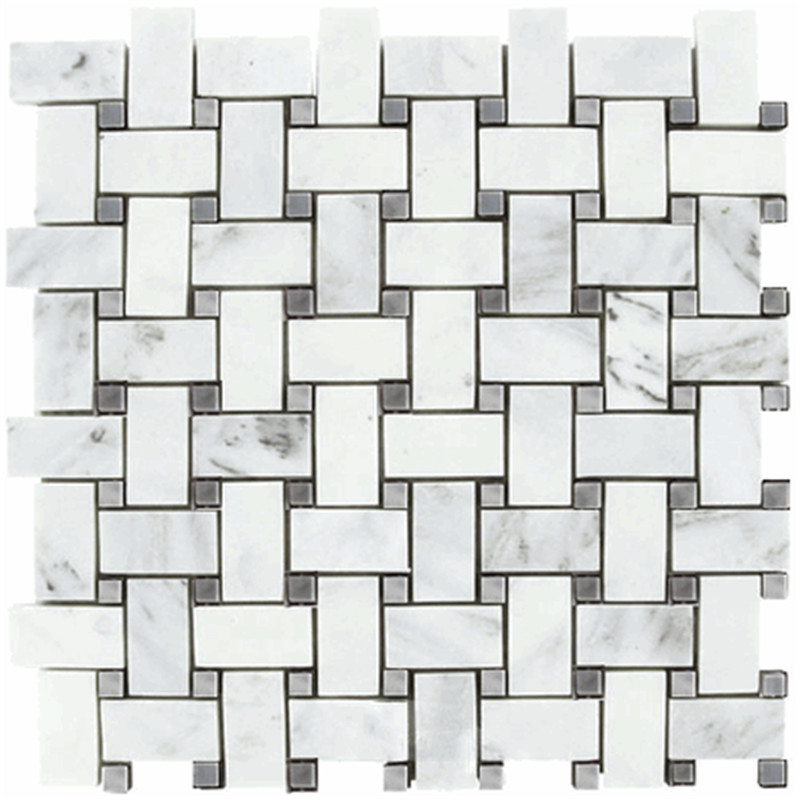 Placuta de mozaic cu finisaj de 3/4 rotunzi Bianco carrara alb carrara