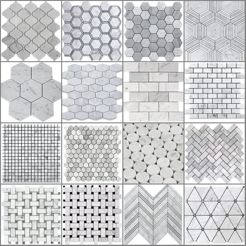 Placi de mozaic alb Carrara