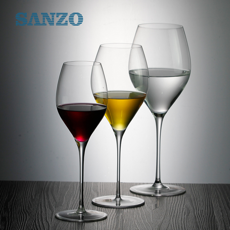 Set de pahare de vin colorat SANZO negru, fără plumb, ochelari cu gură înclinată, cu cristale negre