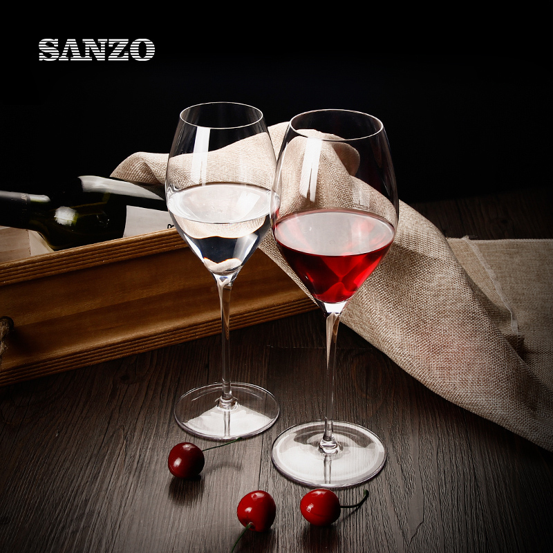 Set de pahare de vin colorat SANZO negru, fără plumb, ochelari cu gură înclinată, cu cristale negre