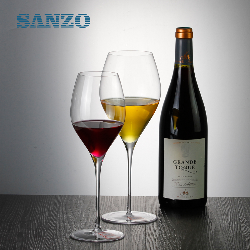 Ochelari de vin roșu negru SANZO Ochelari de cristal fără diamant, fără plumb, sticlă cu fund gros