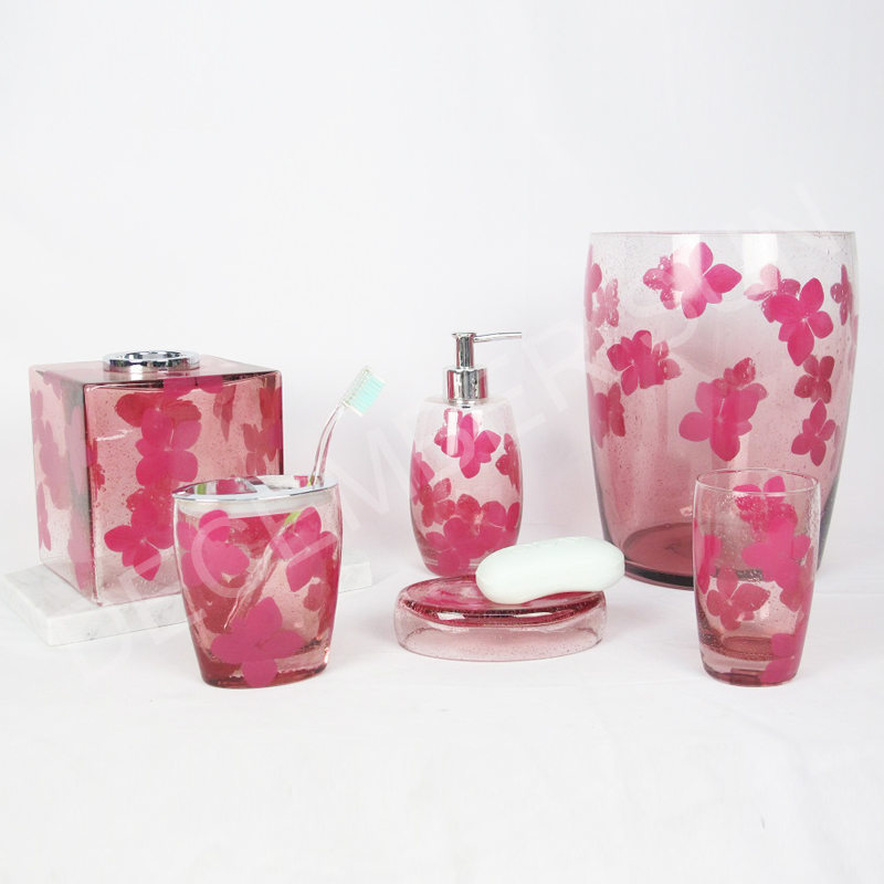 6 buc set de accesorii pentru baie din sticlă