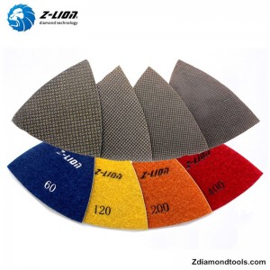 Garnituri diamantate electroplastice triunghi ZL-123ET pentru podea din beton