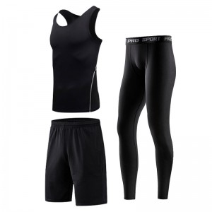 FDMM002-3 Costum de fitness pentru bărbați, blat + Pantaloni scurți slăbiți + pantaloni strânși pentru alergare