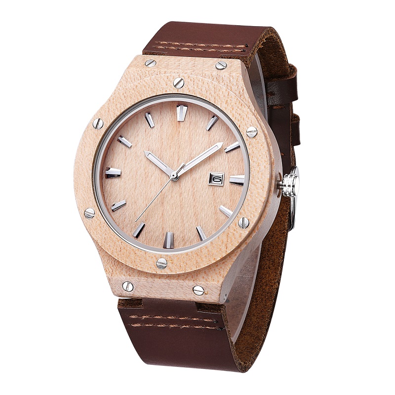 Natura din lemn ceas bărbat analogic cuarț din curea din piele de moda roman cebră ceas pentru bărbați modern ceas rece