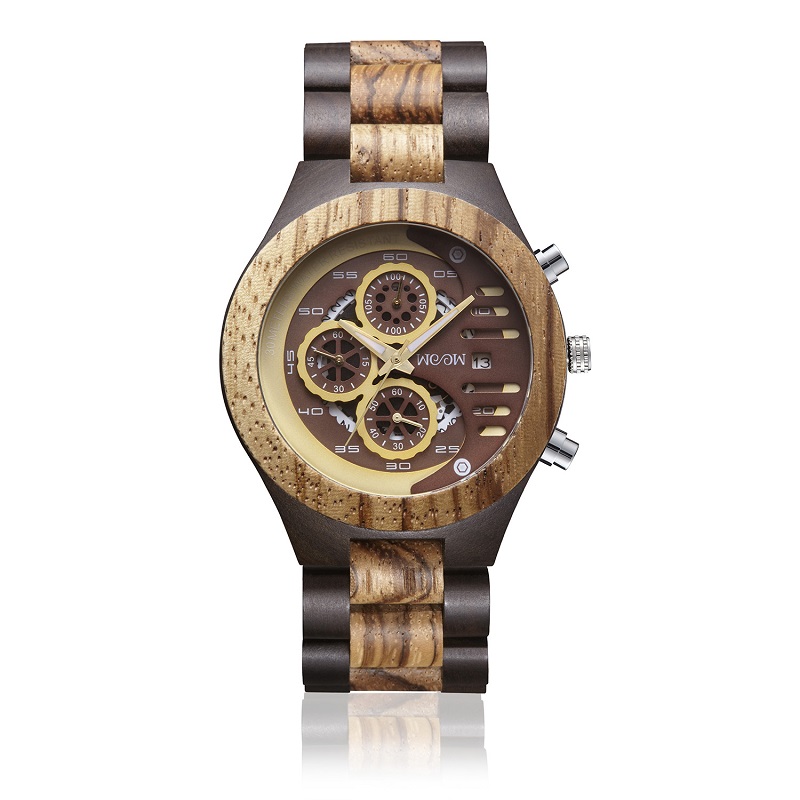 Moda ceas din lemn de cuarț impermeabil, din ceas din oțel inoxidabil, la comandă